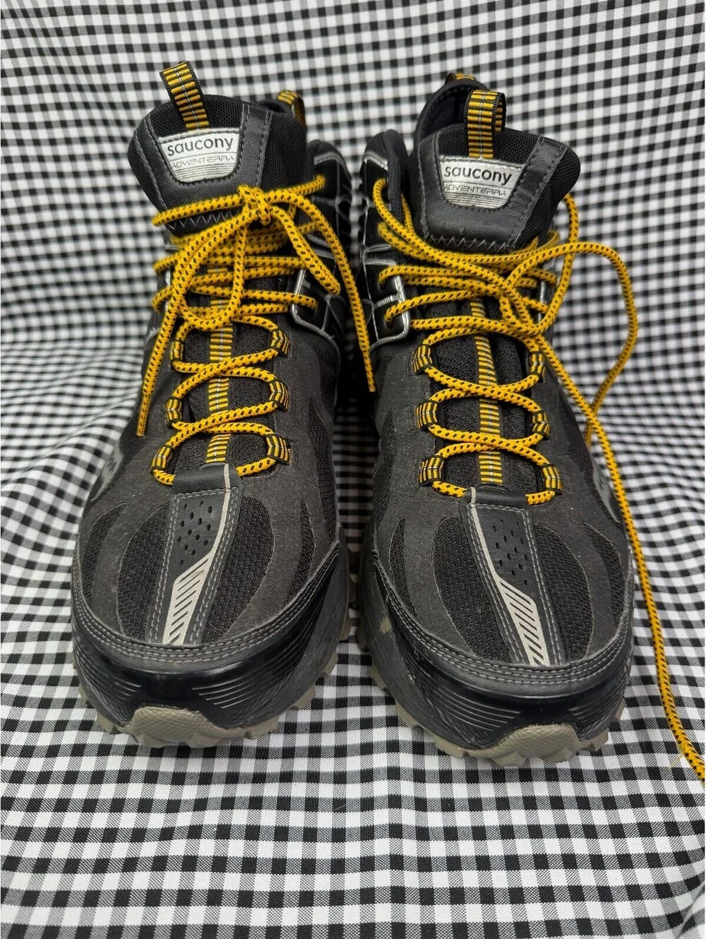 Saucony ProGrid Adventerra GTX Gore-Tex Vibram Hiking Boots Mens 13 Black Yellow